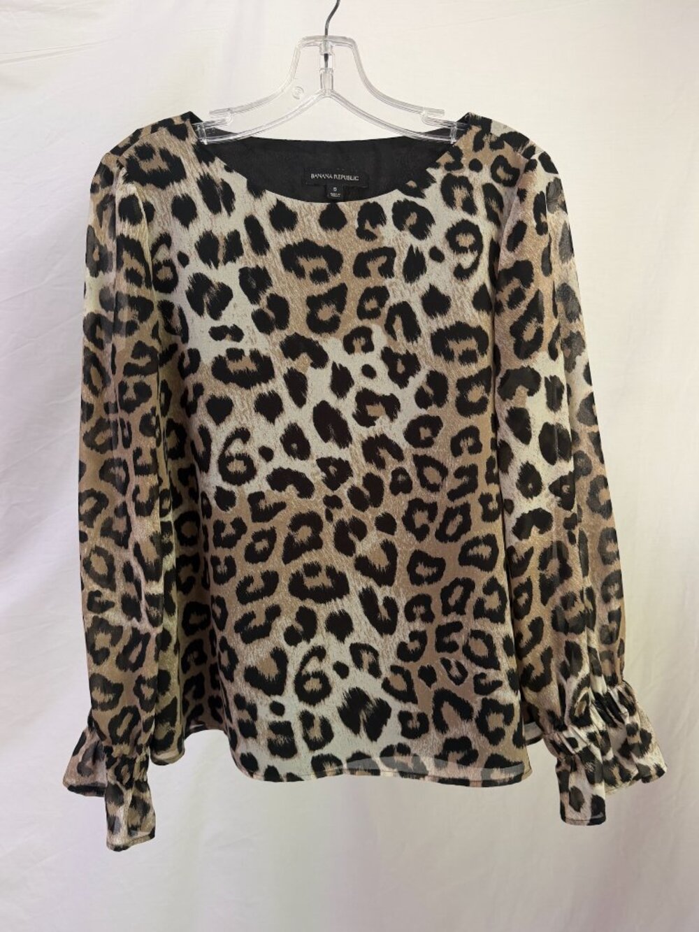 BANANA REPUBLIC Leopard Pattern Print Long-Sleeve Top Size Small
